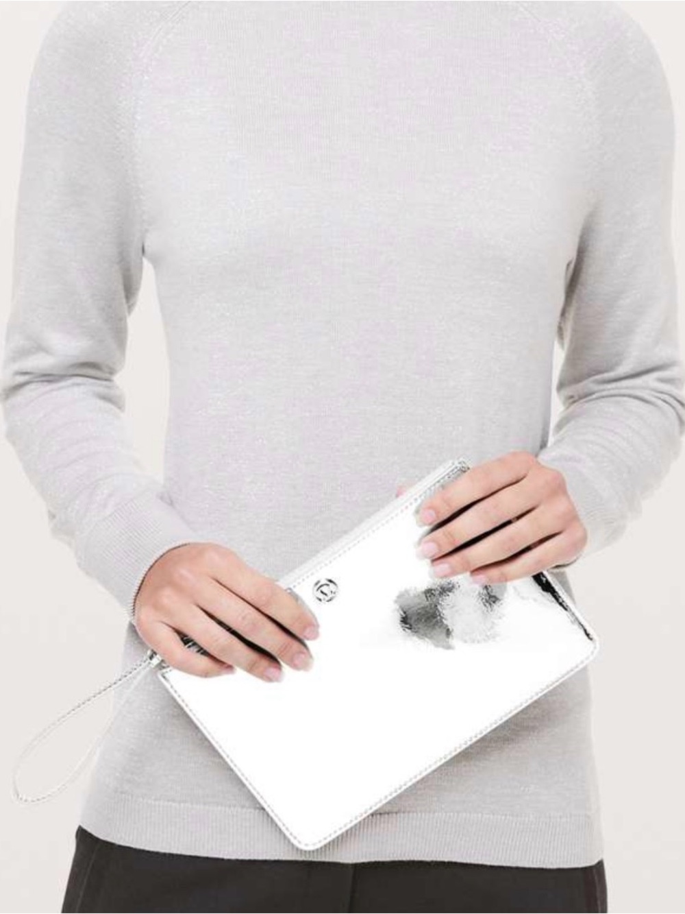 lululemon athletica Metallic Silver Wristlet Clutch
